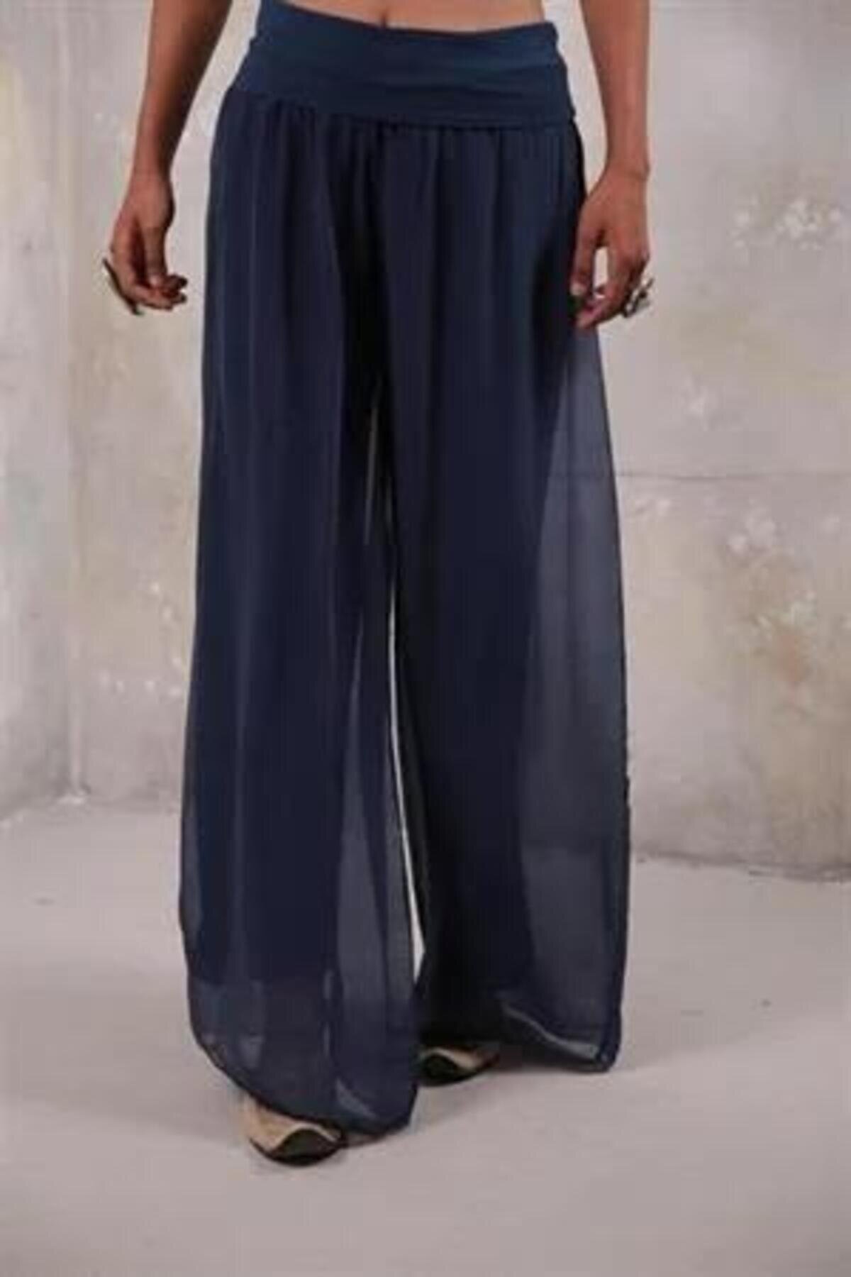 Italian Silk Lined Corset-Waist Pants - Dark Navy - Bohem Stil