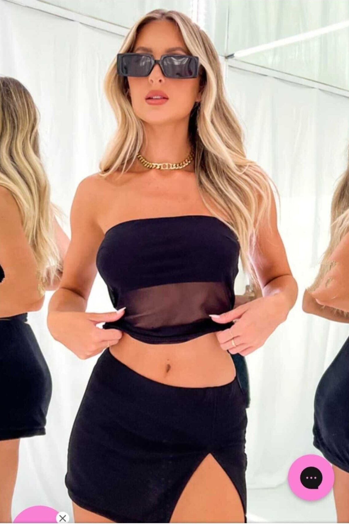 بستييه بدون حمالات أسود من التول - Charango