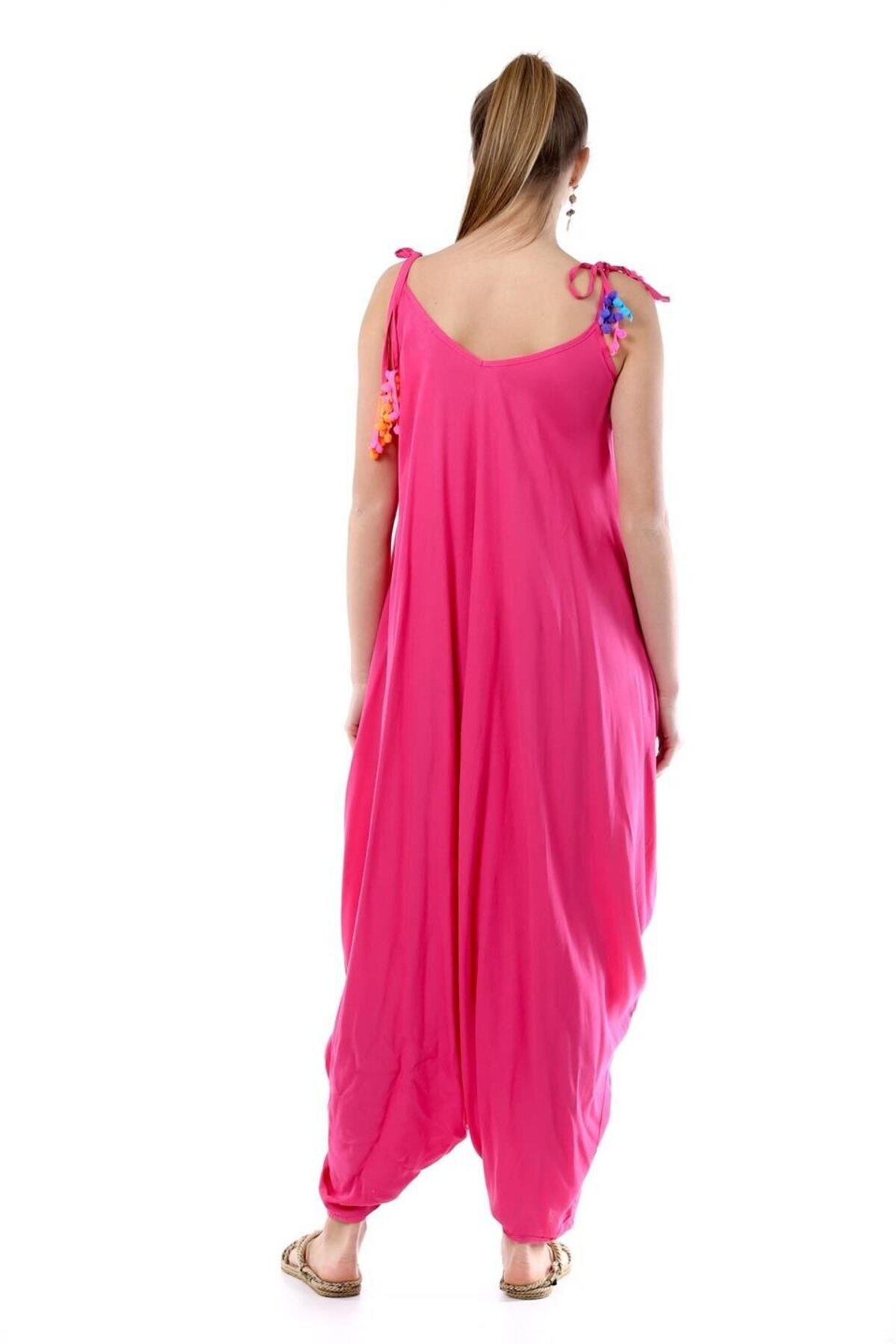 Oversize Eyes Adjustable Strap Jumpsuit - Fuchsia - Genel Markalar