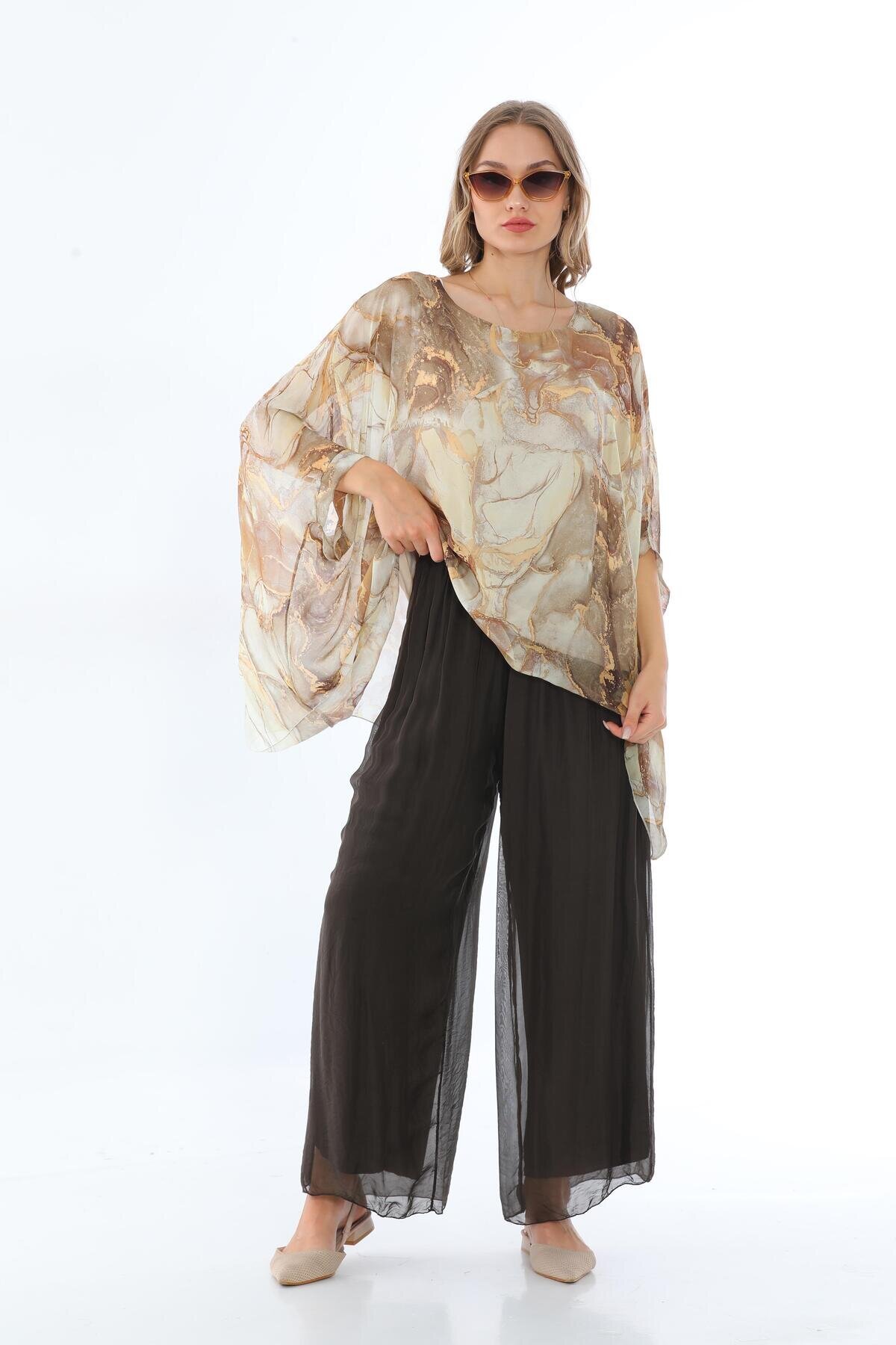 Silk Lined Italian Corset-Style Pants - Brown - Genel Markalar