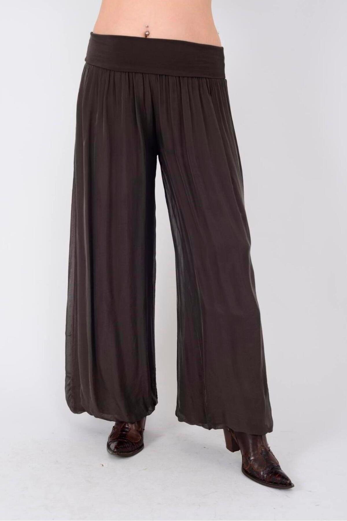 Silk Lined Italian Corset-Style Pants - Brown - Genel Markalar