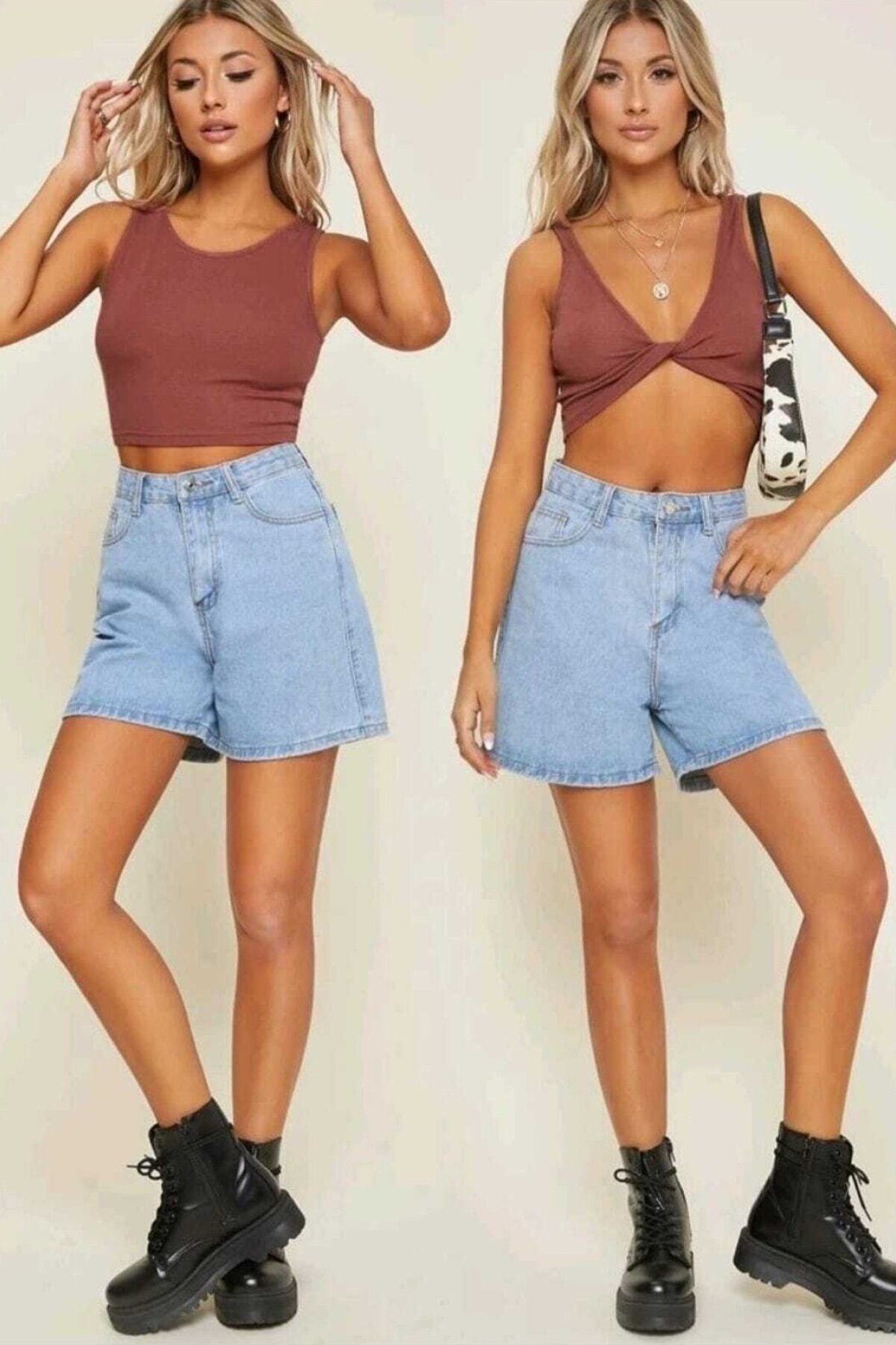 Tarçın Çift Yüz Ön Arka Kullanımlı Crop Top - Genel Markalar