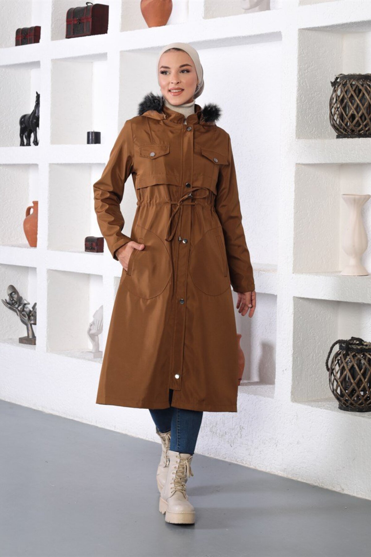 Camel Tünel Detaylı Mont - Misskayle