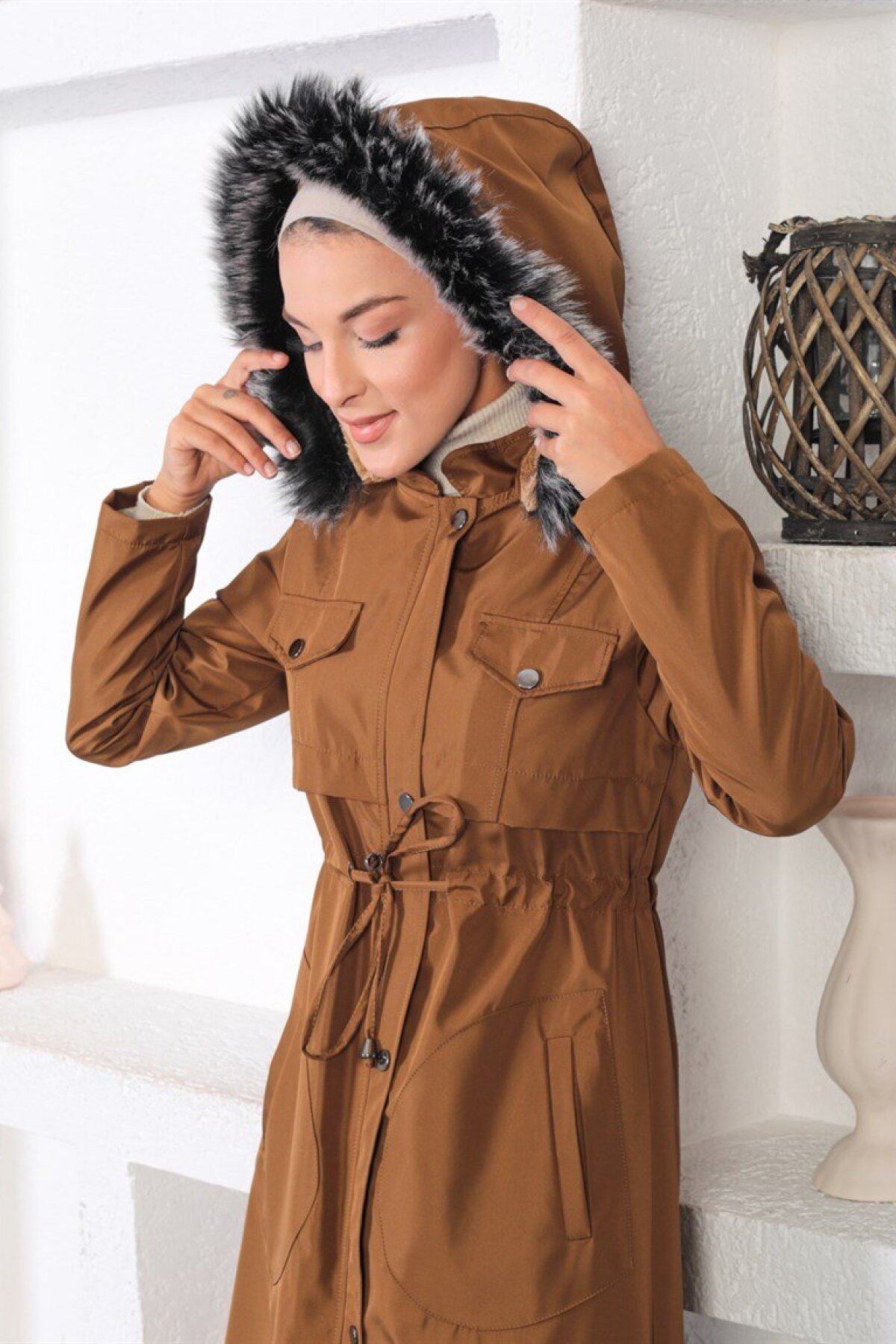 Tunnel Detail Coat - Camel - Misskayle