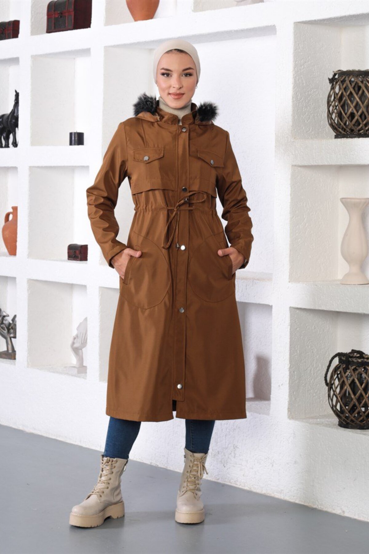 Tunnel Detail Coat - Camel - Misskayle