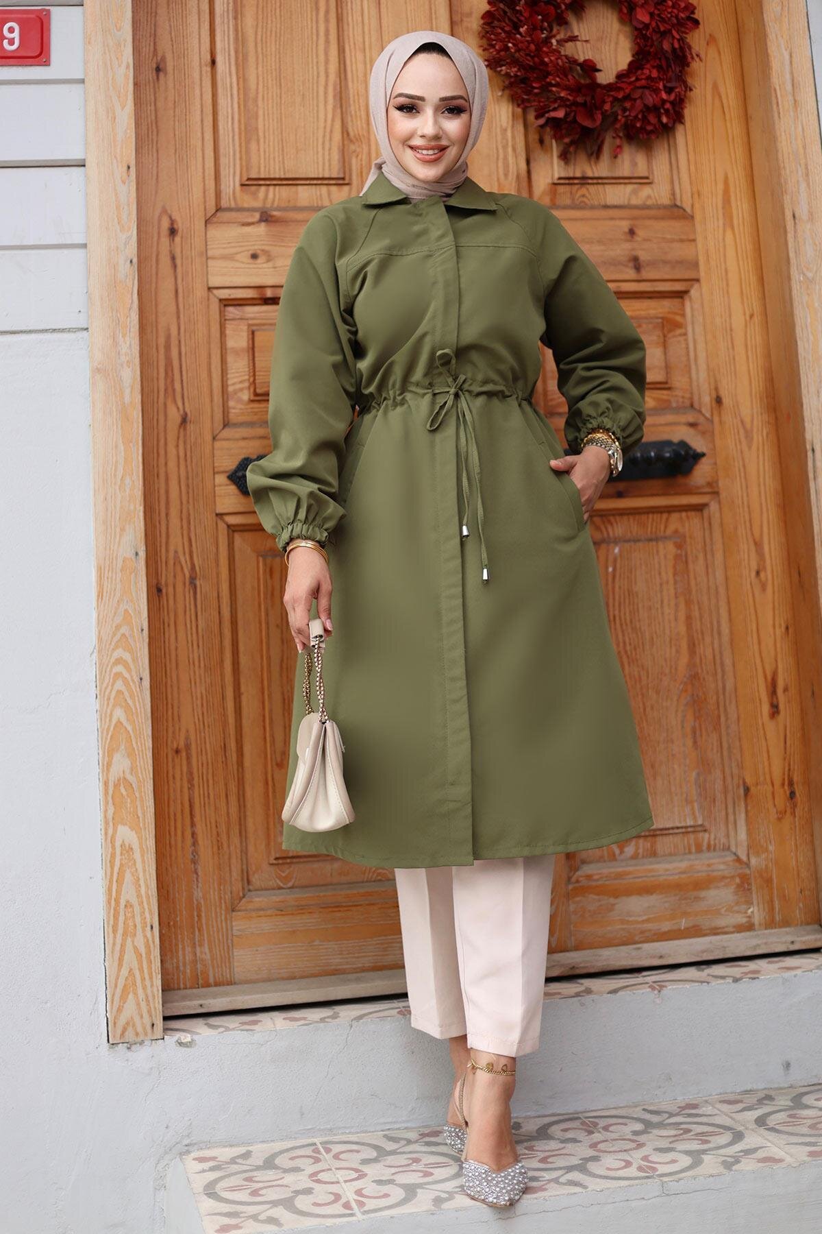 Hidden Placket Trench Coat - Khaki - Misskayle