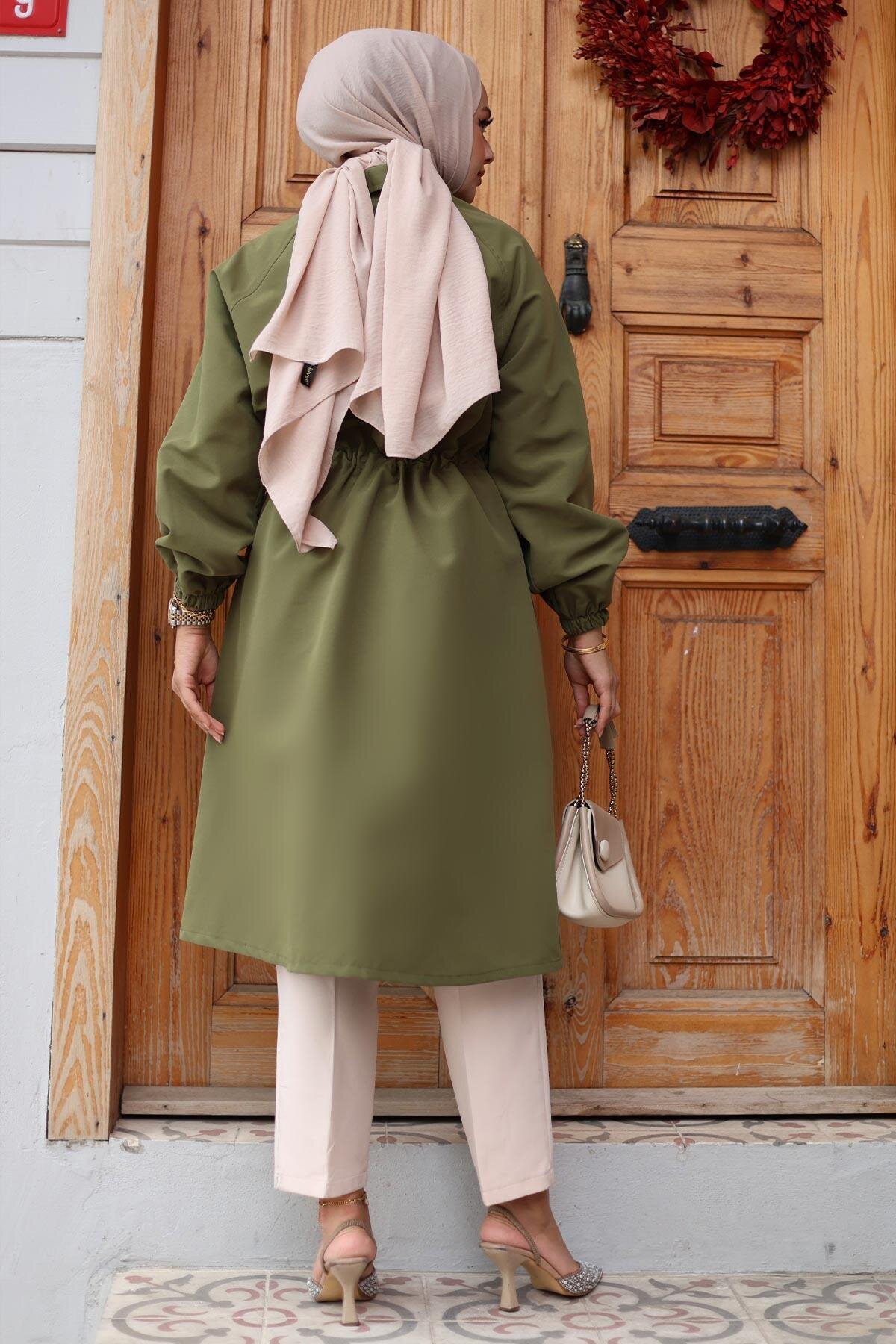 Hidden Placket Trench Coat - Khaki - Misskayle