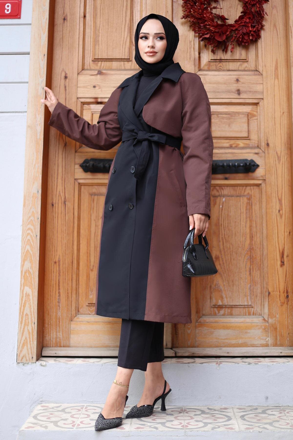 Front Trim Detail Trench Coat - Brown - Misskayle