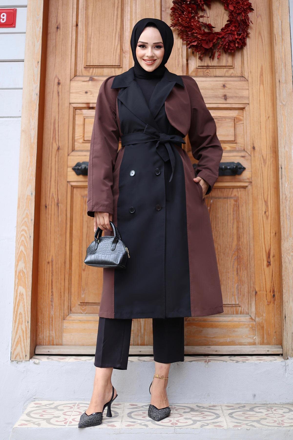 Front Trim Detail Trench Coat - Brown - Misskayle