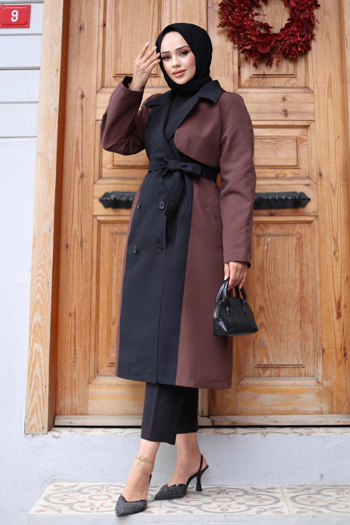 Front Trim Detail Trench Coat - Brown - Misskayle