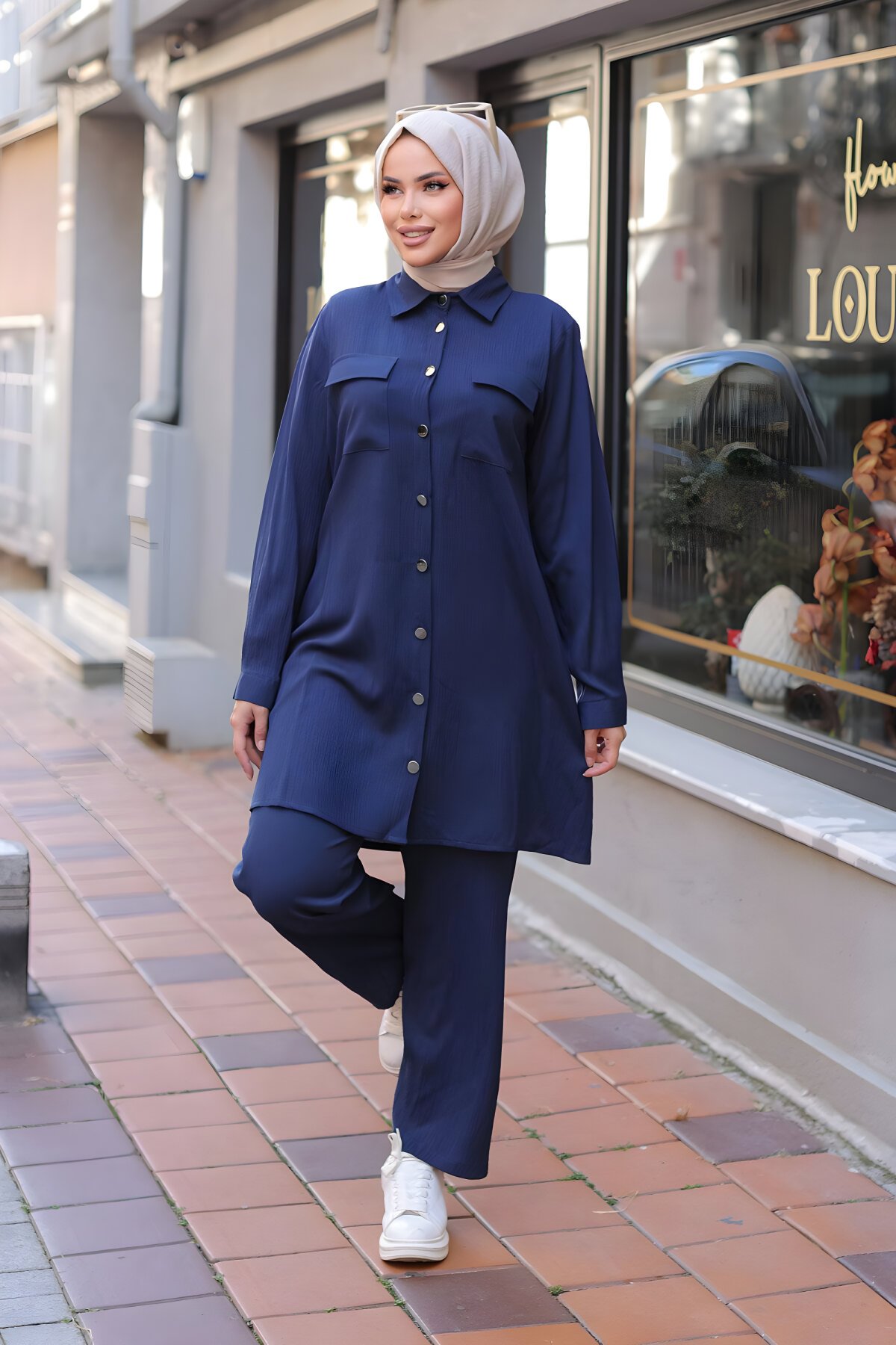 Lacivert İkili Cep Detaylı Takım