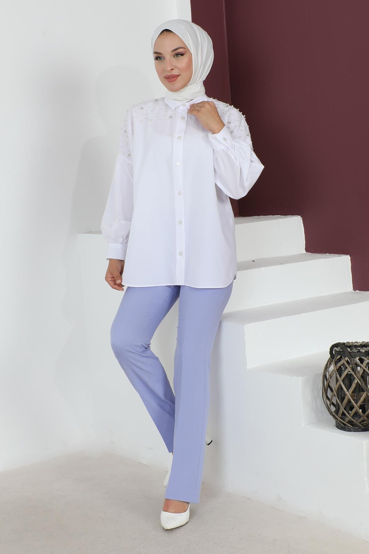 بنطال محتشم أزرق بيبي بتفاصيل خطوط - Modamihram