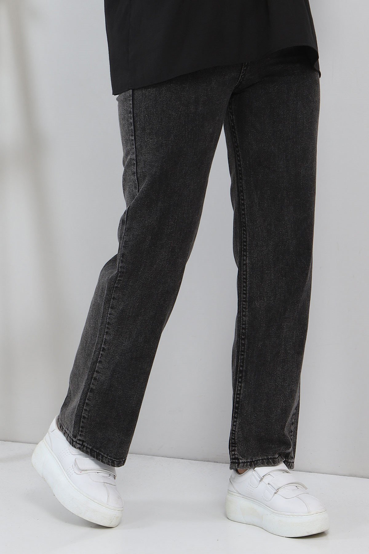 بناطيل محتشمة واسعة الأرجل جينز أسود - Modamihram