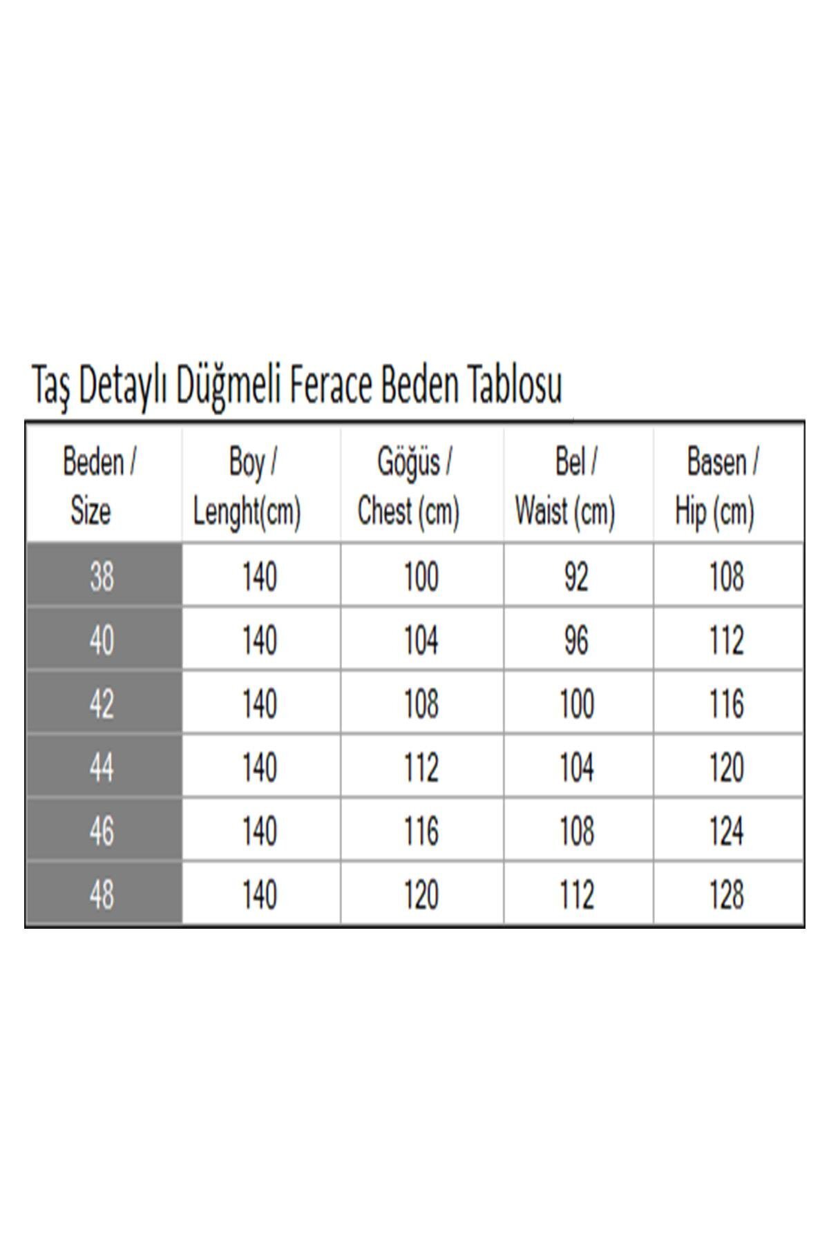 Siyah Taş Detaylı Fermuarlı Ferace - Modamihram