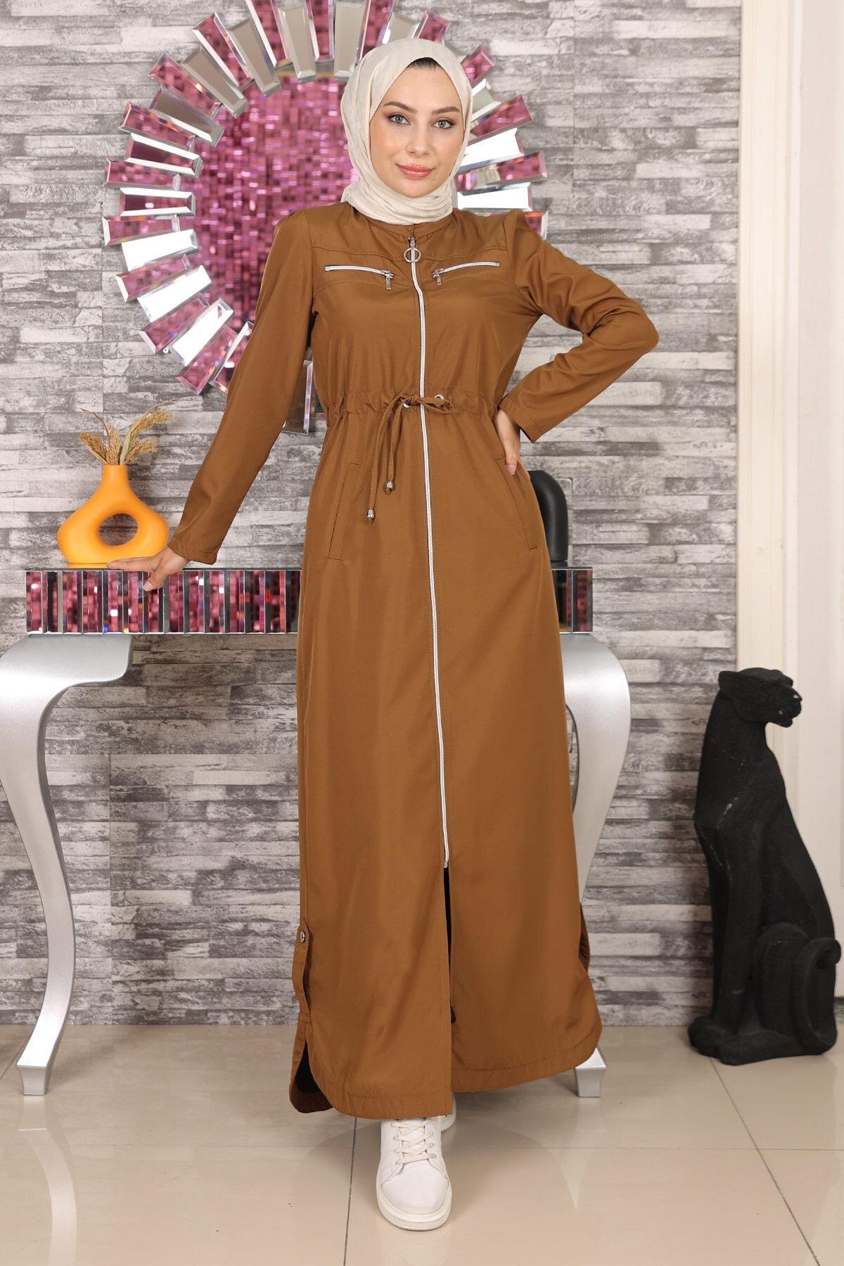 Zip-up Abaya - Tan - Modamihram