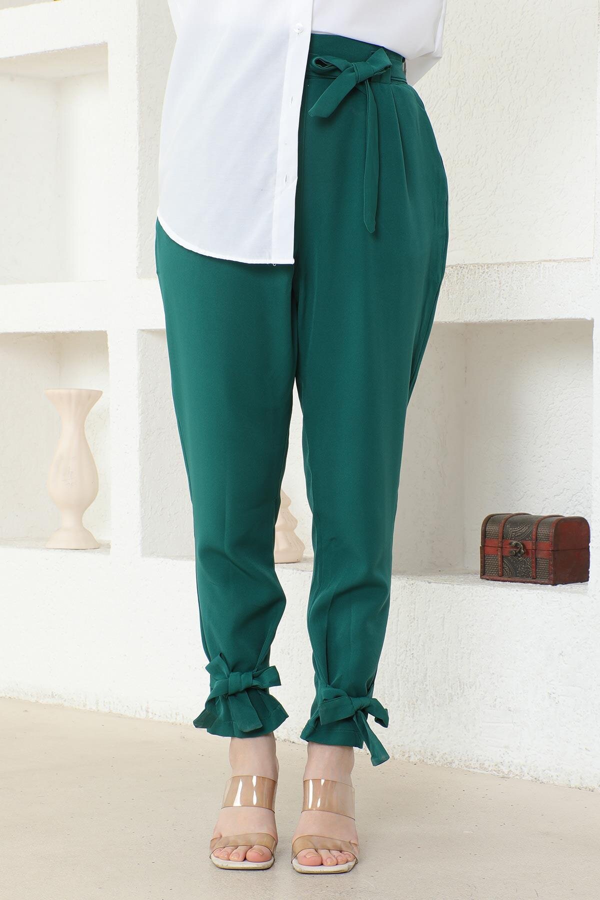 Modest Belted Trousers - Emerald - Modamihram