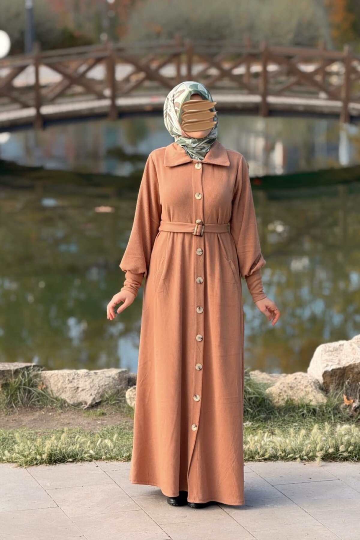 Kamel Örme Flato Cepli Toka Kemerli Ferace - Nissra