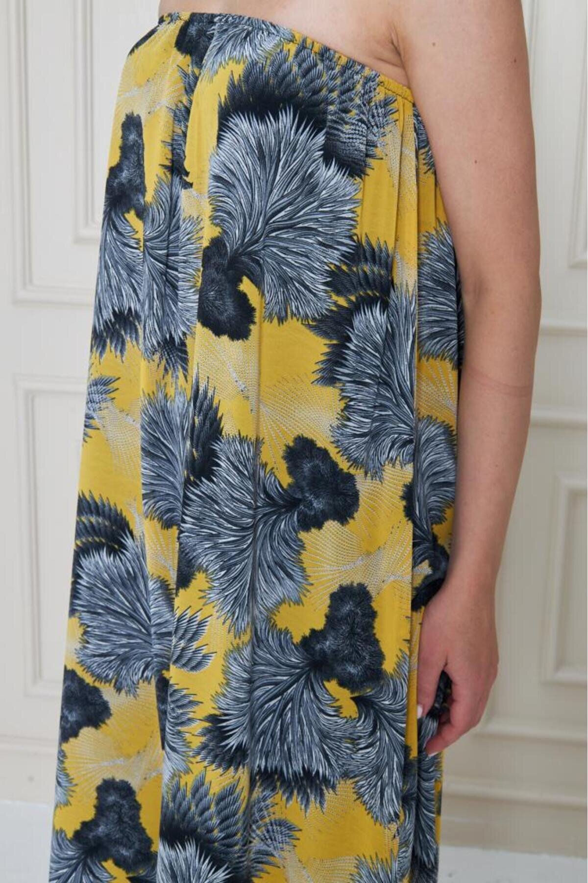 Midi Chiffon Spaghetti Strap Dress - Yellow - Pasaklı Giyim