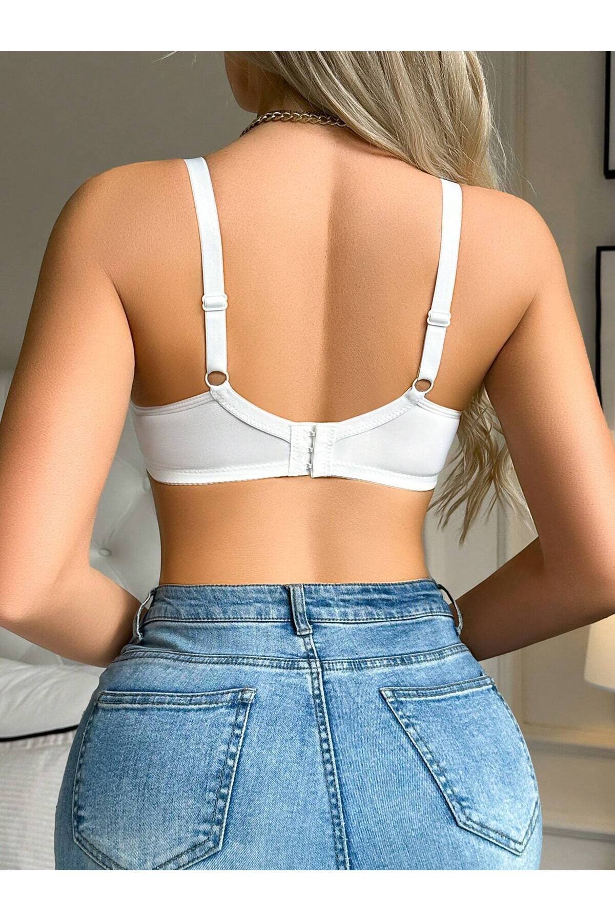 Comfortable Seamless Wire-free Hook-and-eye Bustier - White - Randevu