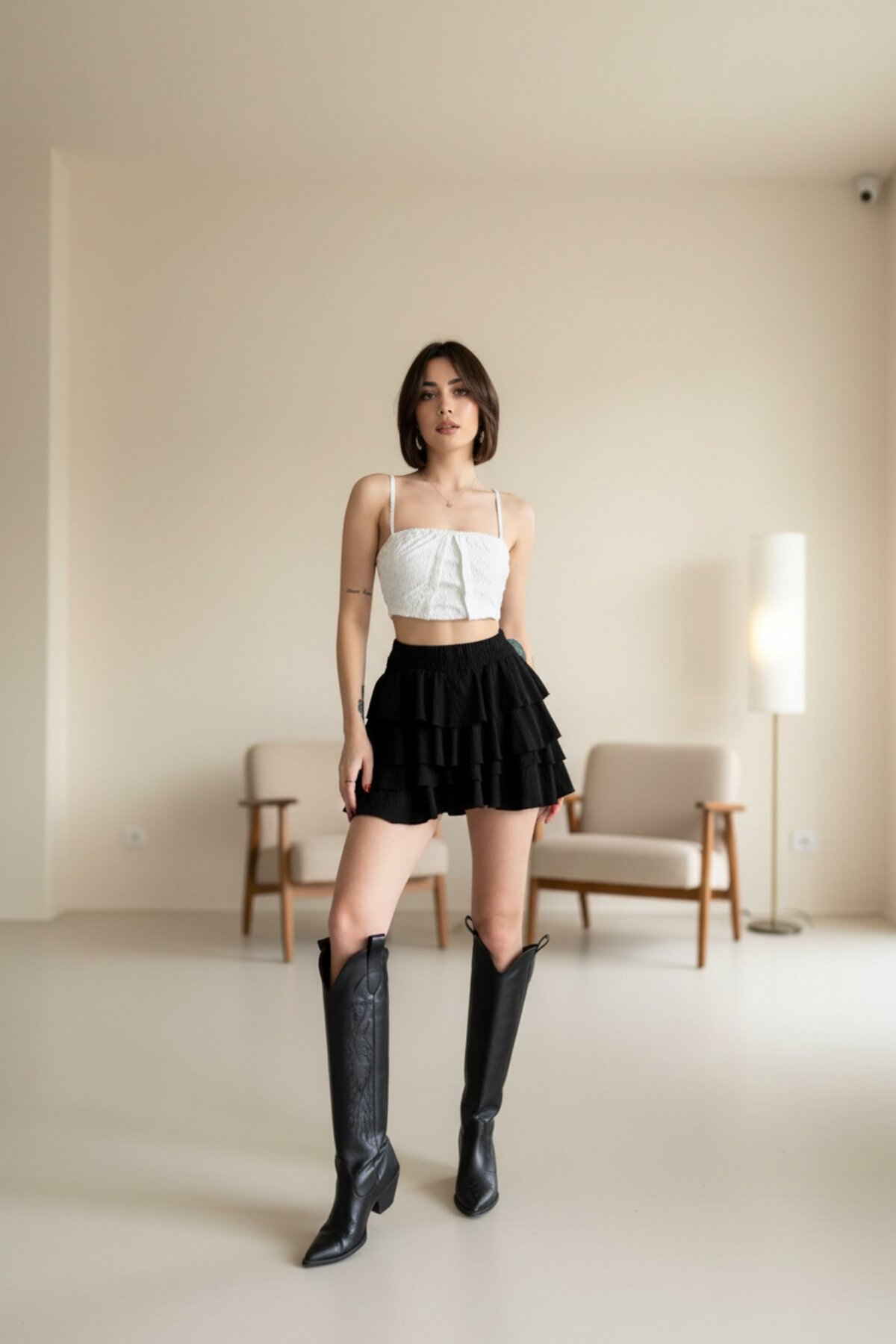 Mini Basic Mykonos Skirt - Black - RAWEA FASHİON