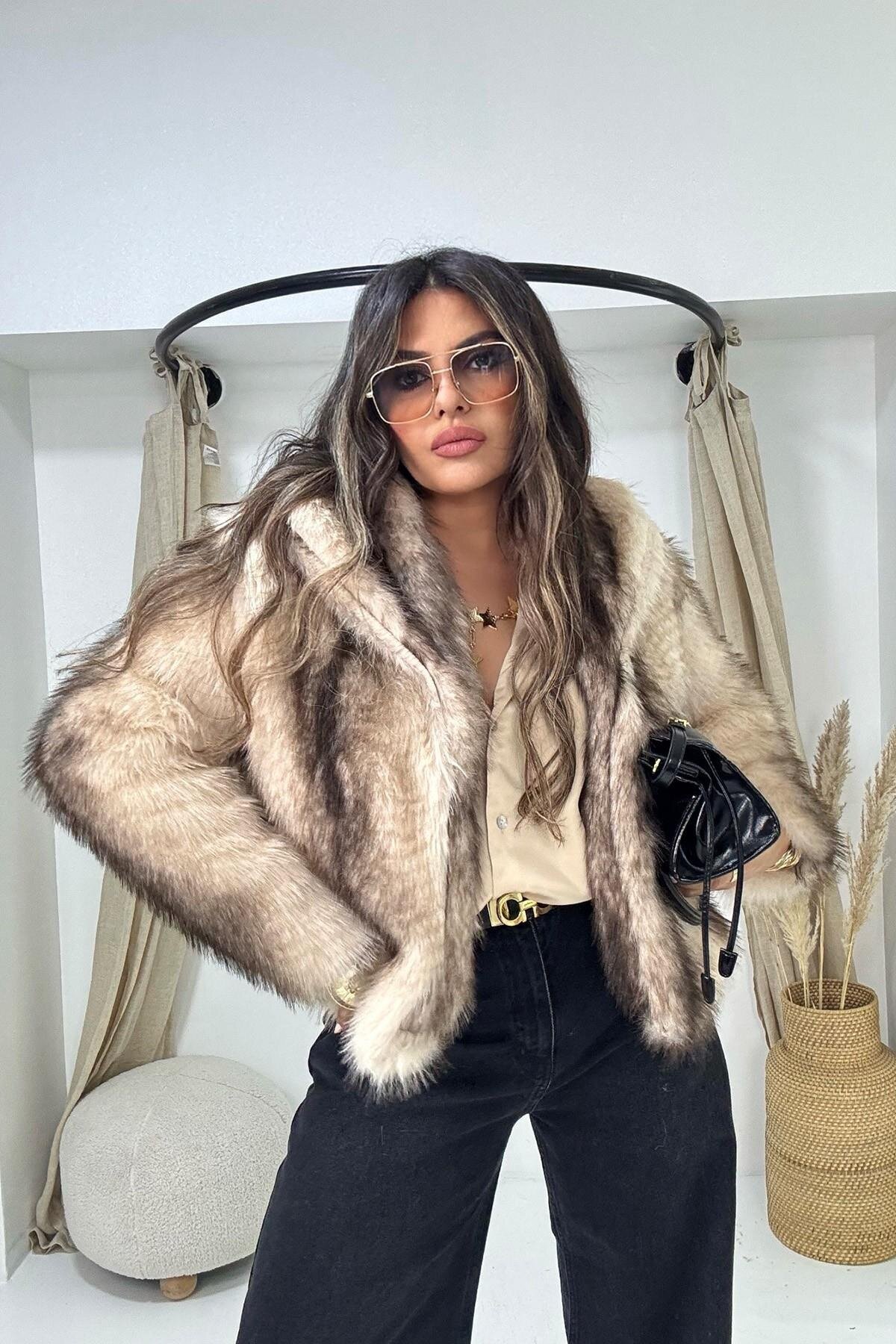 Flecked Fur Coat - Stone - Sohotique By P