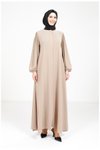 Bej Samara Hare Kloş Kesim Omzu Büzgülü Ferace