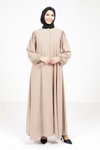 Bej Samara Hare Kloş Kesim Omzu Büzgülü Ferace