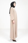 Bej Samara Hare Kloş Kesim Omzu Büzgülü Ferace
