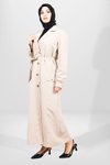 Bej Uzun Kemerli Trençkot