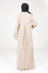 Bej Yakalı Düğme Detaylı Tesett�ür Elbise