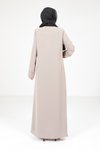 Bej Yandan Bağlama Detaylı Ferace