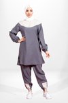 Gri Düğmeli Tunik Jogger Eşofman Takımı