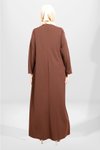 Kahve Bağcıklı Omuz Detaylı Tesettür Elbise