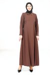 Modest Pleated Dress - Coffee