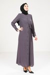Koyu Gri Düğmeli Ferace