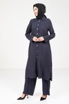 Lacivert Keten Tesettür Alt Üst İkili Takım