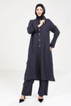 Lacivert Keten Tesettür Alt Üst İkili Takım