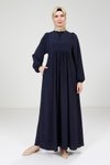 Lacivert Tesettür Robalı Elbise