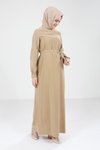 Olive Biye Detaylı Tesettür Elbise