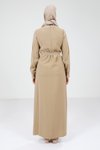 Olive Biye Detaylı Tesettür Elbise