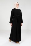 Siyah Çıtçıtlı Tesettür Elbise