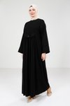 Siyah Çıtçıtlı Tesettür Elbise