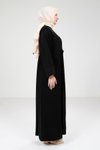 Siyah Çıtçıtlı Tesettür Elbise