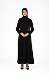Siyah Düğme Detaylı Tesettür Elbise