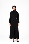 Siyah Düğme Detaylı Tesettür Elbise