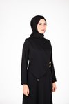 Siyah Düğme Detaylı Tesettür Elbise