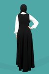 Siyah Elbise ve Bluzlu Bağcık Detaylı Tesettür Takım