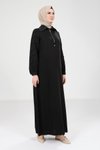 Siyah Fermuarlı Tesettür Elbise