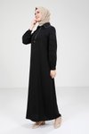 Siyah Fermuarlı Tesettür Elbise