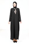 Siyah Fularlı Tesettür Elbise